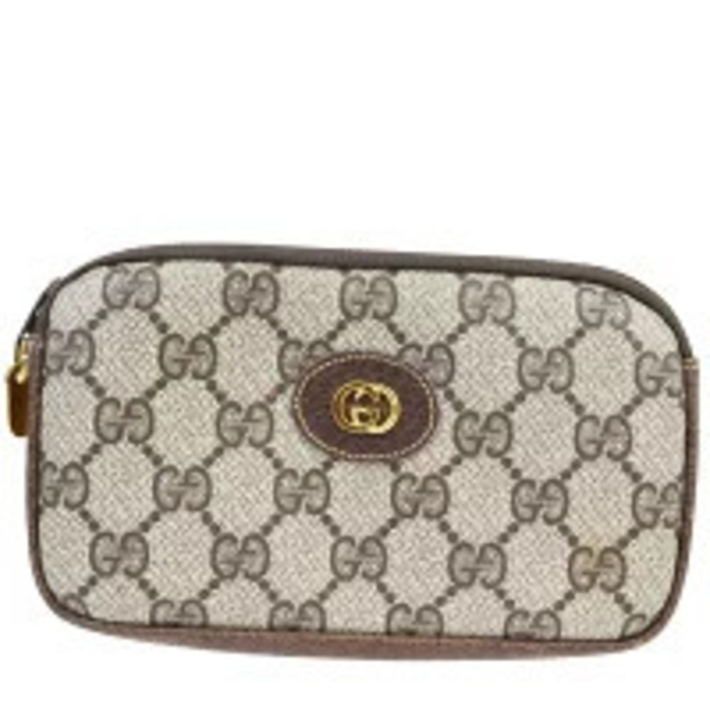 Gucci GG leather Pouch Clutch brown
